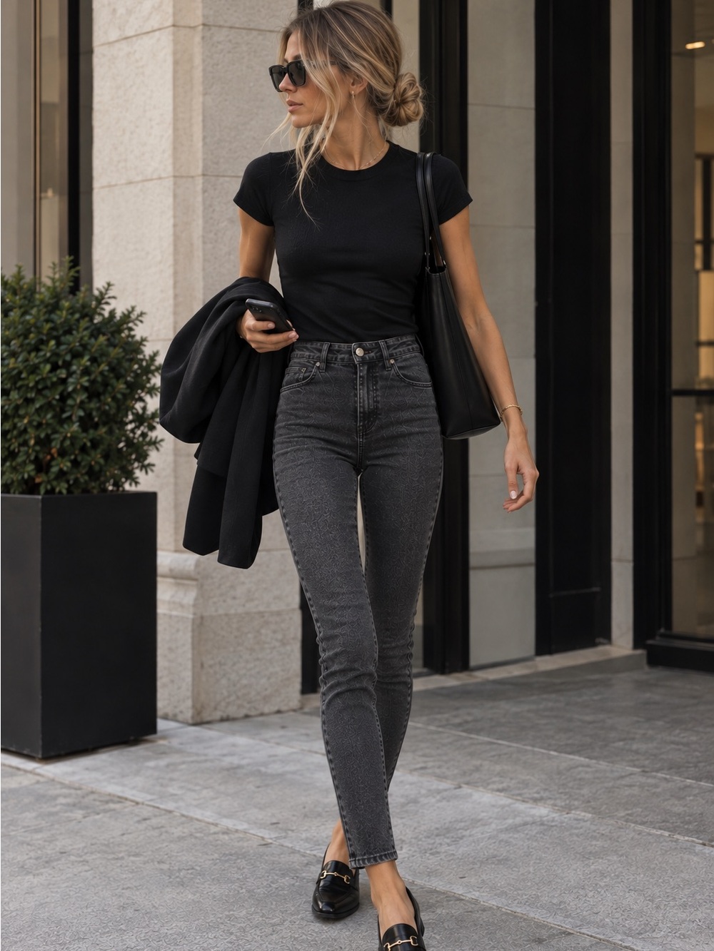 Topshop Joni High Rise Skinny Jeans Charcoal 25